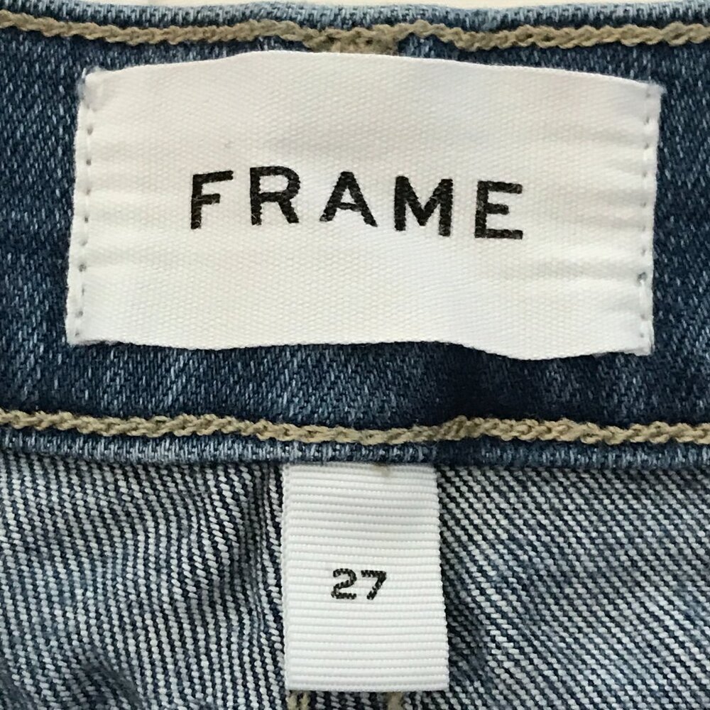 Frame Le High Flare Jeans Women 27 Blue Mid Rise Distressed Medium Wash Stretch - Picture 3 of 15